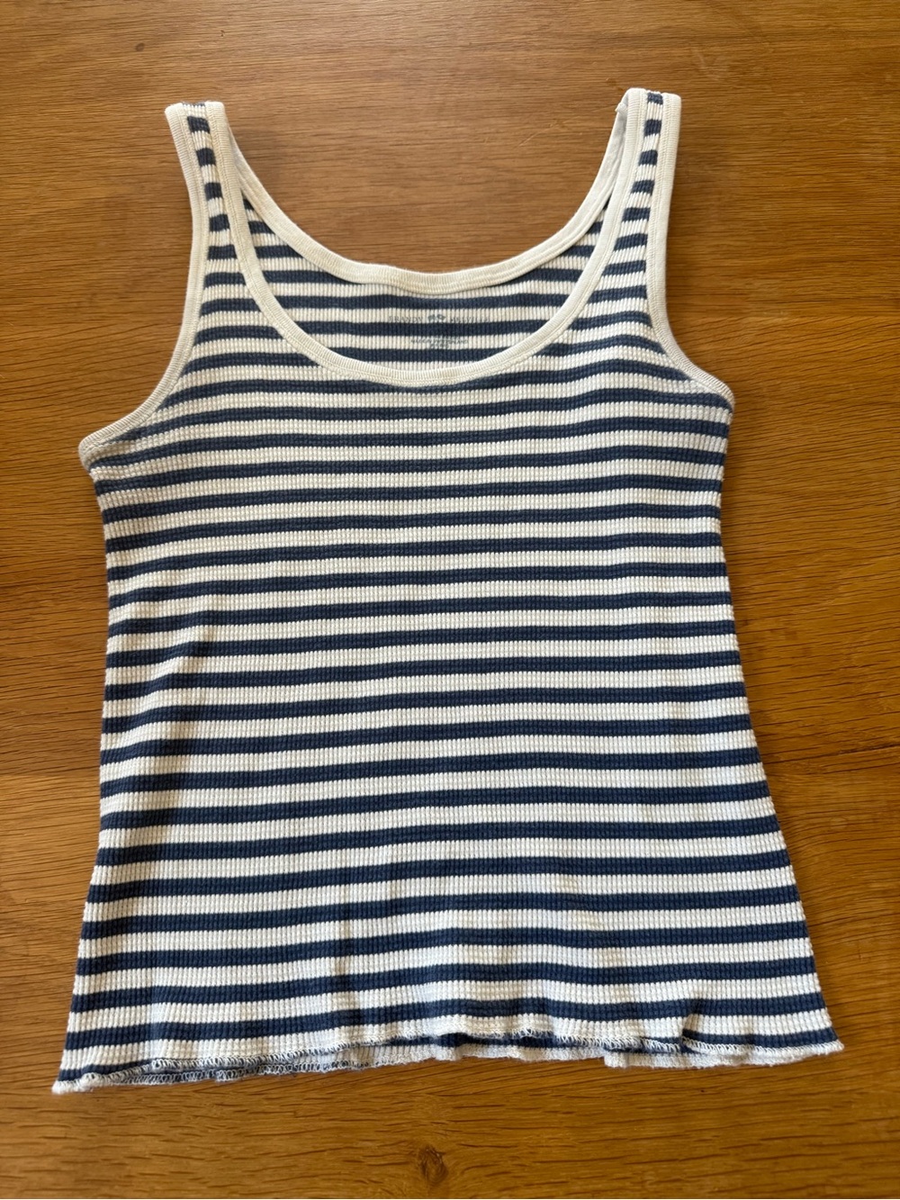 Brandy Melville Waffle Tank Navy and Ivory Striped